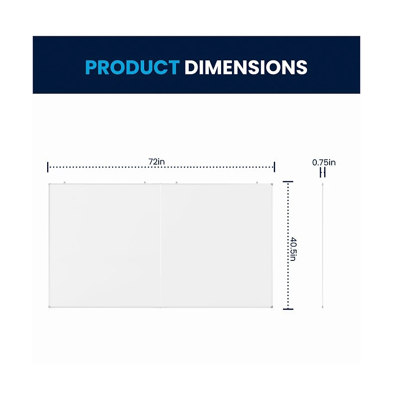 Emma+Oliver Xander Dry Erase Board for Wall with Aluminum Whiteboard Frame and Removable Marker Tray, 3 Markers, 1 Eraser, 6 Magnets Included