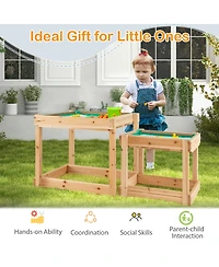 Sugift Wooden Sand And Water Tables With Protective Cover For Kids