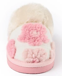 Minnetonka Girls' Faux Fur Flower Scuff Slippers