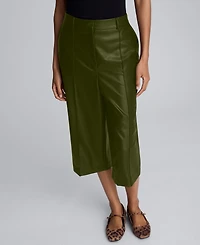 Kenneth Cole Women's Faux Leather High Rise Pintuck Culotte