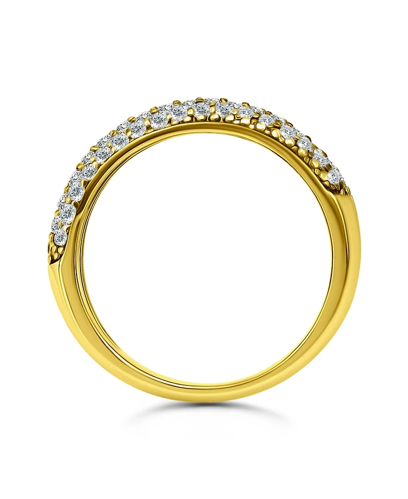 Pave Cubic Zirconia Band Ring Silver Plate