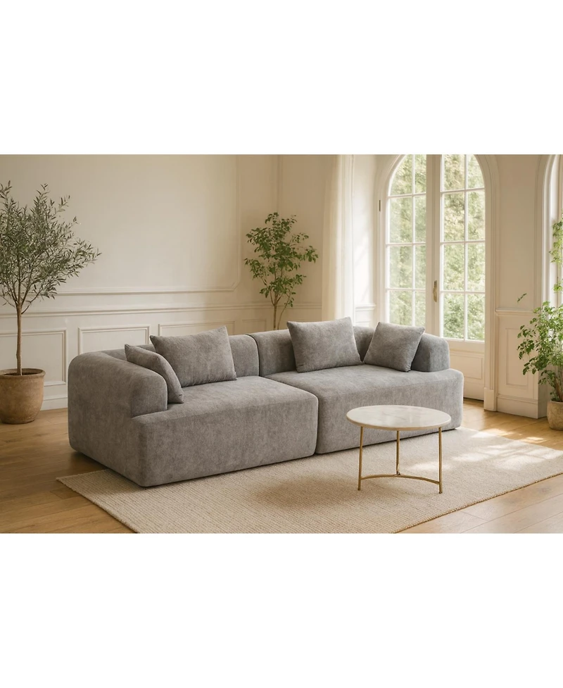 Streamdale Furniture Streamdale Full-Foam Modular Sofa, 96" Boucle 2-Piece Sectional with Rounded Arms