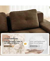 Streamdale Furniture Modern U-Shaped Corduroy Sectional Sofa with Movable Ottoman