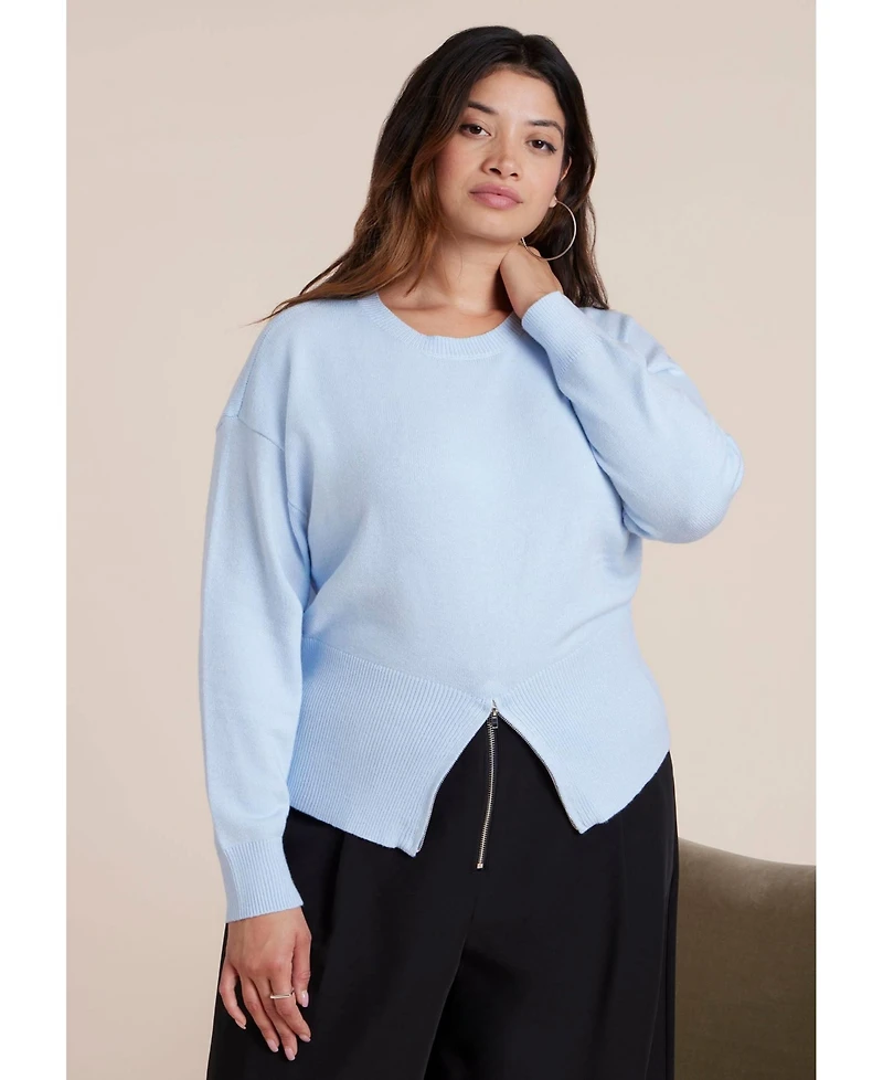 Eloquii Women's Zipper Hem Sweater