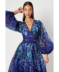 Coast Women's Organza Floral Lace Trim Midaxi Dress