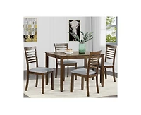 sumyeg 5-Piece Modern Dining Set with Rectangular Wood Table and 4 Upholstered Chairs