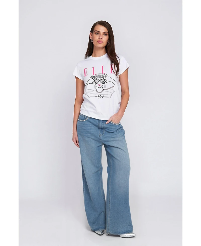 Elle Collection Women's Heart Eyes Graphic Tee T-Shirt