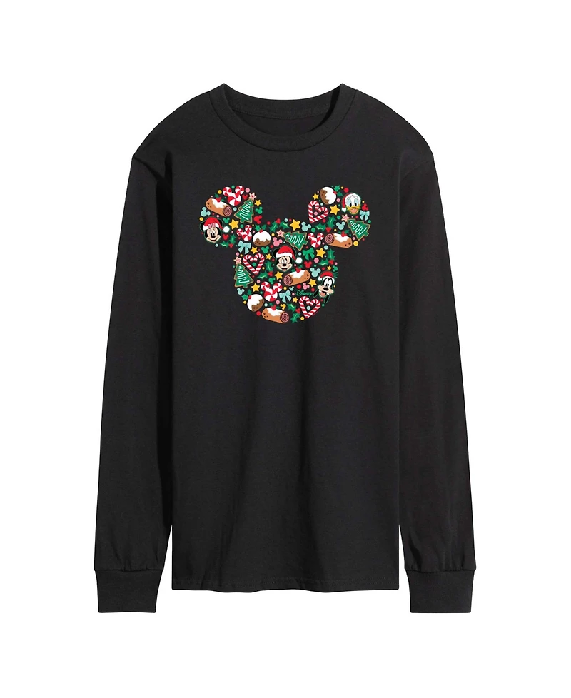 Airwaves Men's Disney Mickey Silhouette Christmas Long-Sleeve Graphic T-Shirt