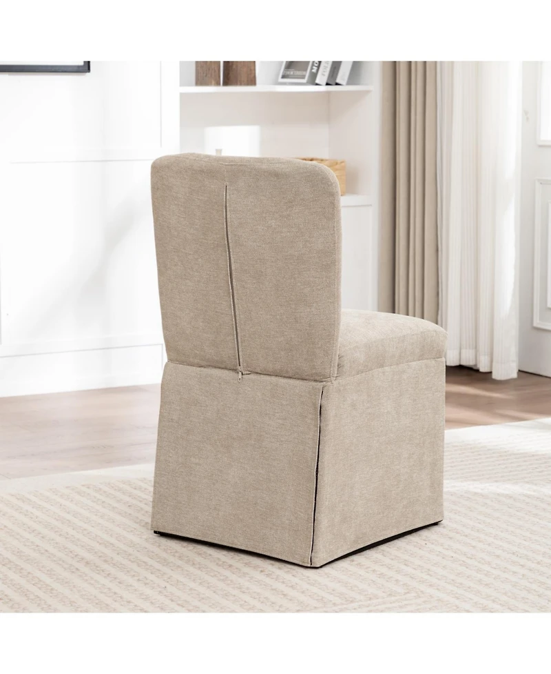 Streamdale Furniture Streamdale Linen Dining Chairs, Modern Fabric Side Chairs, Padded Seat, Set of 2 (Brown