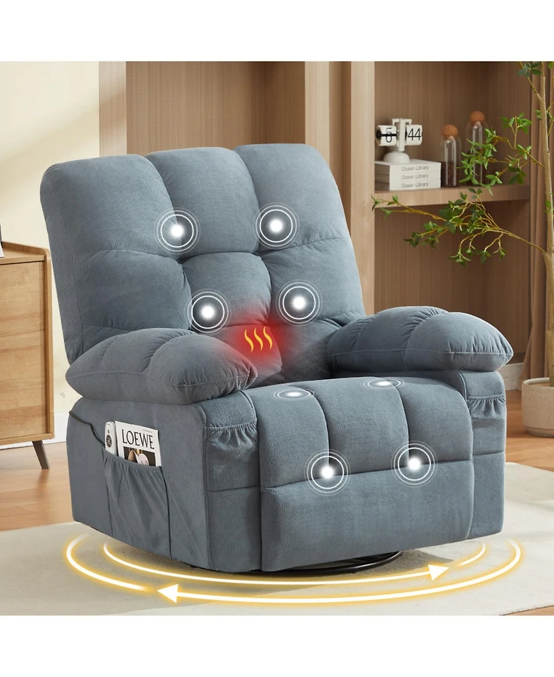 Streamdale Furniture Streamdale Massage Swivel Recliner Chair with Vibration, Heating, Usb Port