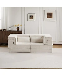 Streamdale Furniture Streamdale Compression Sofa, Convertible Floor Sofa Bed, Modern Oversized Loveseat, White