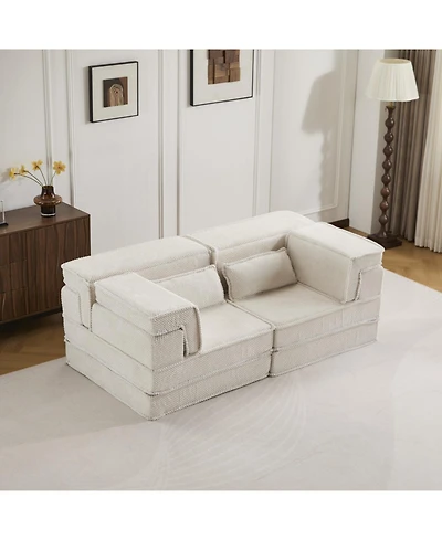 Streamdale Furniture Streamdale Compression Sofa, Convertible Floor Sofa Bed, Modern Oversized Loveseat, White
