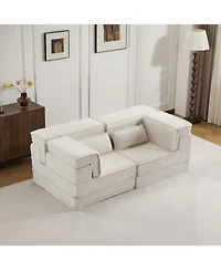 Streamdale Furniture Streamdale Compression Sofa, Convertible Floor Sofa Bed, Modern Oversized Loveseat, White