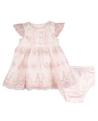 Rare Editions Baby Girls' Floral Embroidered Dress and Bloomer, 2-Piece Set