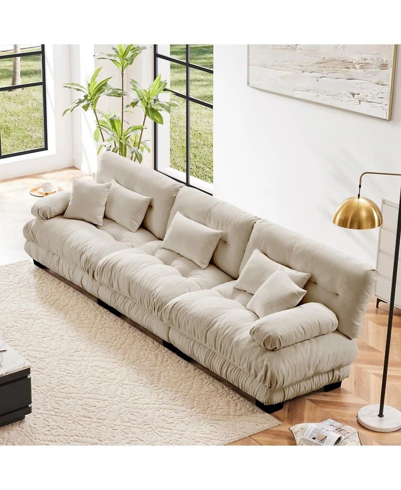 Streamdale Furniture 3-Seater Modular Sectional Sofa, Deep Seat Chenille Couch for Living Room