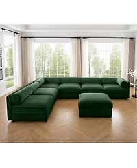 Streamdale Modern 6-Piece Modular Sectional Sofa with Storage - Soft Green Chenille