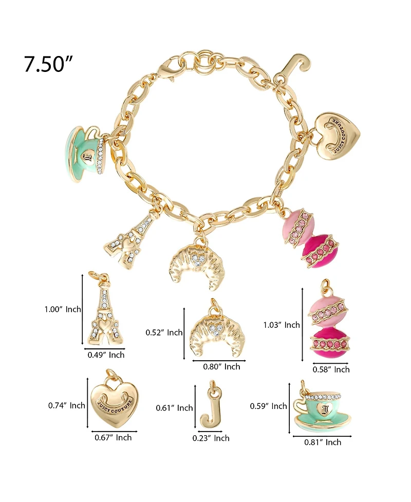 Juicy Couture Paris Travel Charm Bracelet - Macaron, Croissant