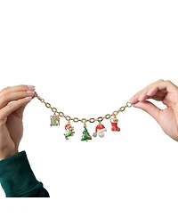 Juicy Couture Holiday Charm Bracelet, Gold Tone Enamel Christmas Motifs