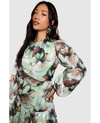 Coast Women's Puff Sleeve Jacquard Midaxi Dress