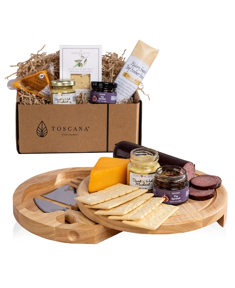 Toscana Brie Cheese Board with Gourmet Gift Pack, 5-Piece