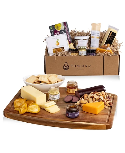 Toscana Oval Cutting Board with Gourmet Gift Pack, 9-Piece