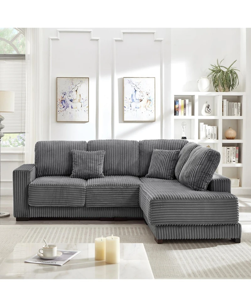 Streamdale Furniture Streamdale 93" L-Shaped Sectional Sofa with Reversible Chaise Lounge (Grey