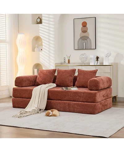 Streamdale Furniture Comfy Convertible Folding Mattress Couch, Floor Sofa Bed - Orange