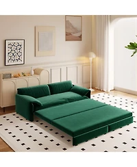 Streamdale Furniture 66" Queen Pull Out Sofa Bed with Storage, 3-in-1 Convertible Velvet Loveseat Sleeper