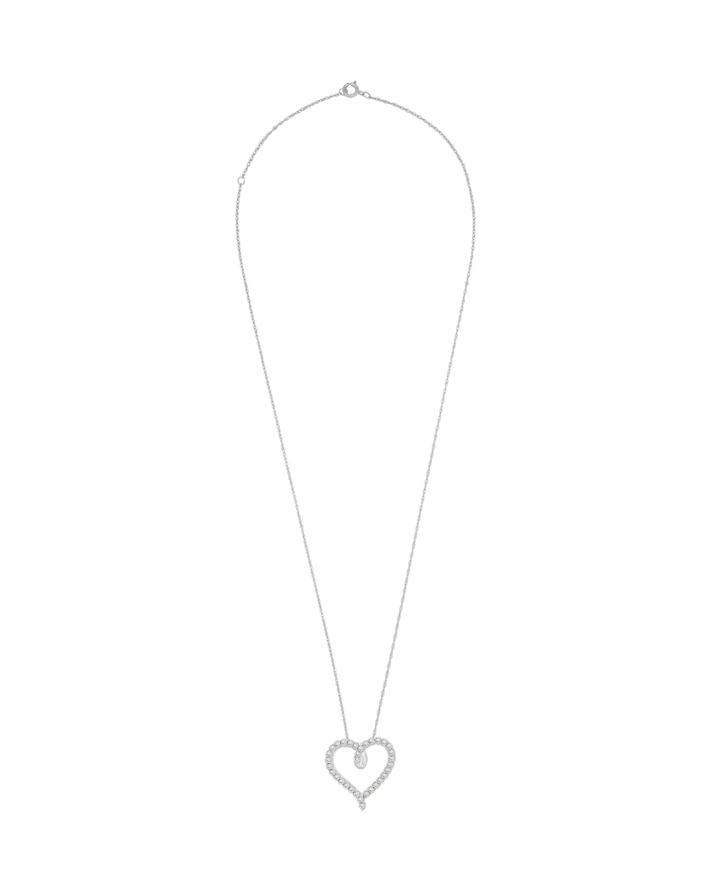 Macy's Diamond Heart Pendant Necklace (1 ct. t.w.) in 10k White Gold