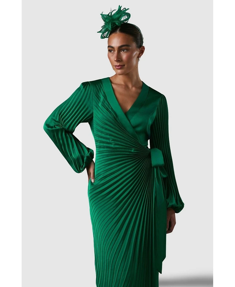 Coast Women's Satin Pleated Wrap Dress