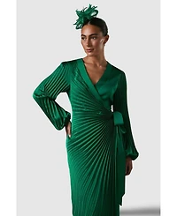 Coast Women's Satin Pleated Wrap Dress