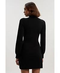 Karen Millen Women's Viscose Blend Popper Knit Mini Dress