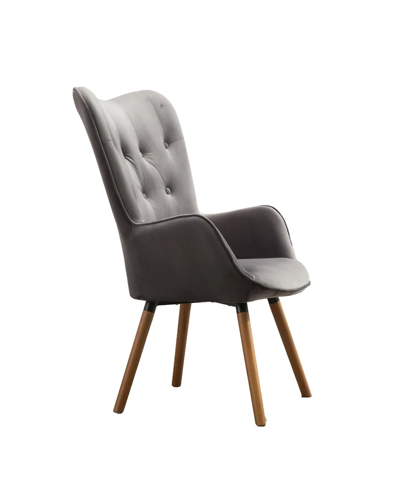 Streamdale Furniture Streamdale Contemporary Silky Velvet Tufted Button Back Accent Chair, Gray