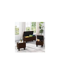 Streamdale Large Storage Ottoman Bench Set, 3-in-1 Combination, Tufted Linen