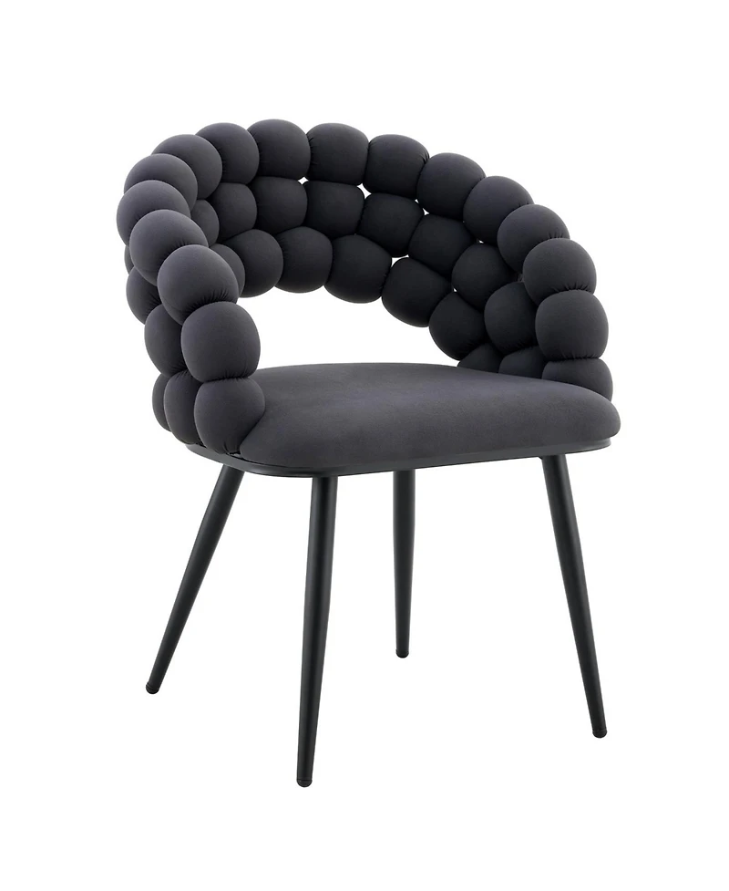 Streamdale Furniture Streamdale Set of 2 Gray Velvet Dining Chairs with Black Legs