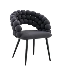 Streamdale Furniture Streamdale Set of 2 Gray Velvet Dining Chairs with Black Legs