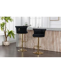 Streamdale Furniture Streamdale Velvet 360 Rotating Bar Chair with Adjustable Height - Modern Kitchen Island Seating