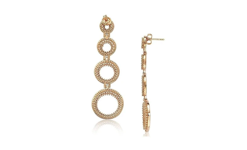 Suzy Levian Sterling Silver Cubic Zirconia Graduating Circle Drop Dangle Earrings