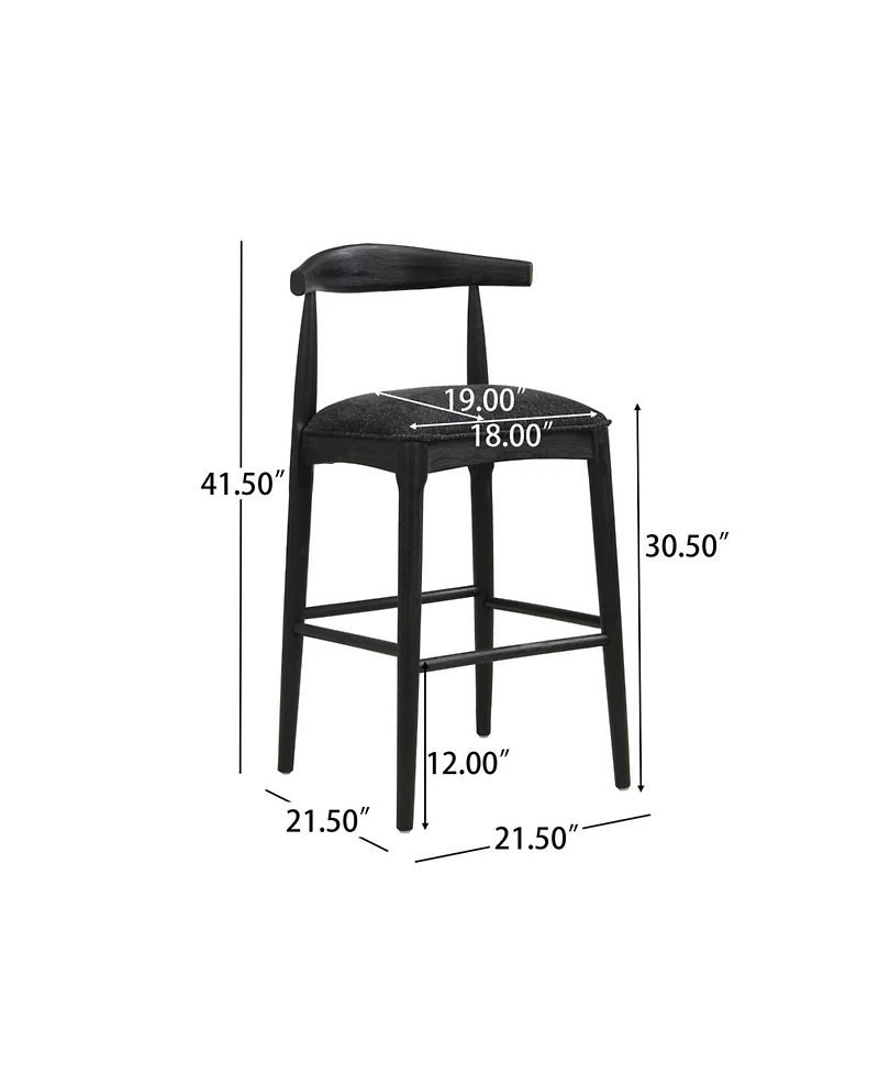 Streamdale Furniture Streamdale Stylish Upholstered Mid-Century Bar Stool with Rubberwood Frame