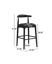 Streamdale Furniture Streamdale Stylish Upholstered Mid-Century Bar Stool with Rubberwood Frame