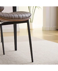 Streamdale Dining Chairs Set of 2 Mid Century Modern Retro Faux Leather Chair (Brown Pu)