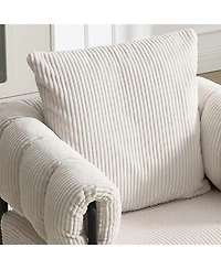 Streamdale Modern Teddy Fleece Upholstered Chair with Gold Metal Legs, Creamy White