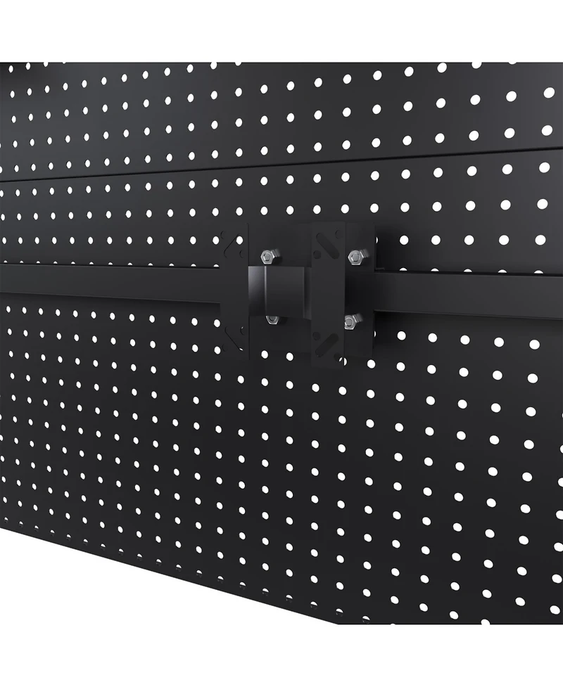 Streamdale FurnitureClamp-On Desk Pegboard with Monitor Stand, 43x35 Inch Organizer, Black