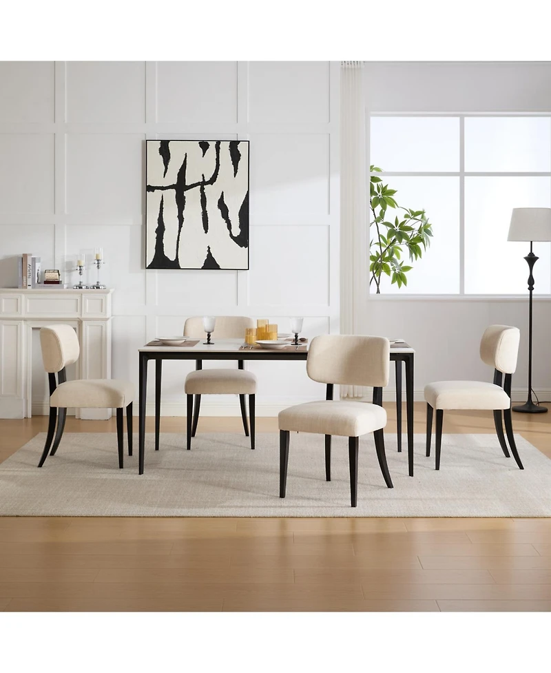 Streamdale Wooden Dining Chairs Set of 2, Modern Fabric Upholstered Kitchen Chairs