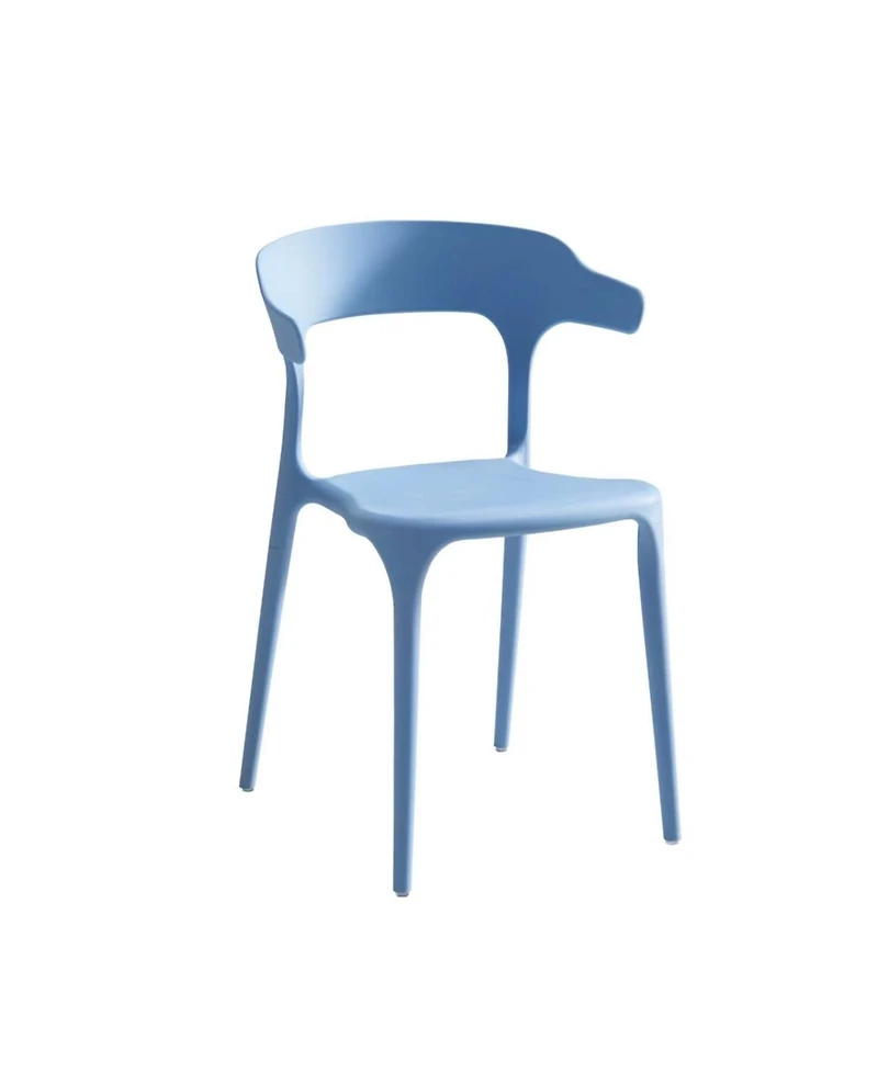 Streamdale Furniture Streamdale Stackable Plastic Chairs Set of 4 (Blue/White, Polypropylene, 150KG