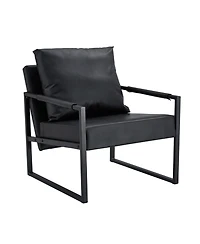 Streamdale Classic Black Pu Leather and Metal Sofa