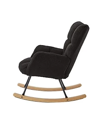 Streamdale Teddy Fabric Glider Rocking Chair with Metal Frame - Dark Gray