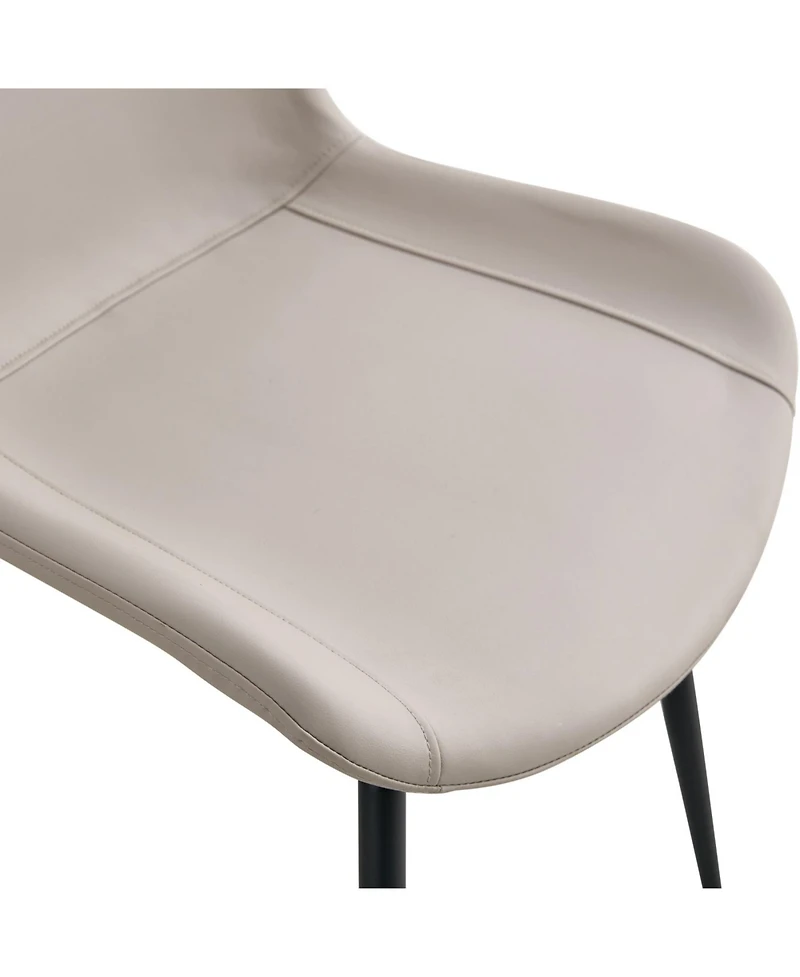 Streamdale Furniture Light gray faux leather dining chair with curved cushion, black metal legs (4 chairs)