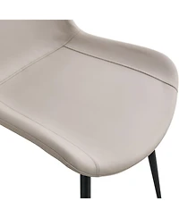 Streamdale Furniture Light gray faux leather dining chair with curved cushion, black metal legs (4 chairs)