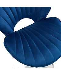 Streamdale Bar Stools Set of 2 - Adjustable Counter Height Bar Chairs with Back and Footrest - Navy